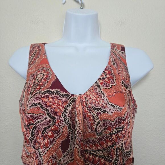Loft Y2K Dainty Paisley Floral Satin Sleeveless V Neck Top blouse size XS - Picture 4 of 11